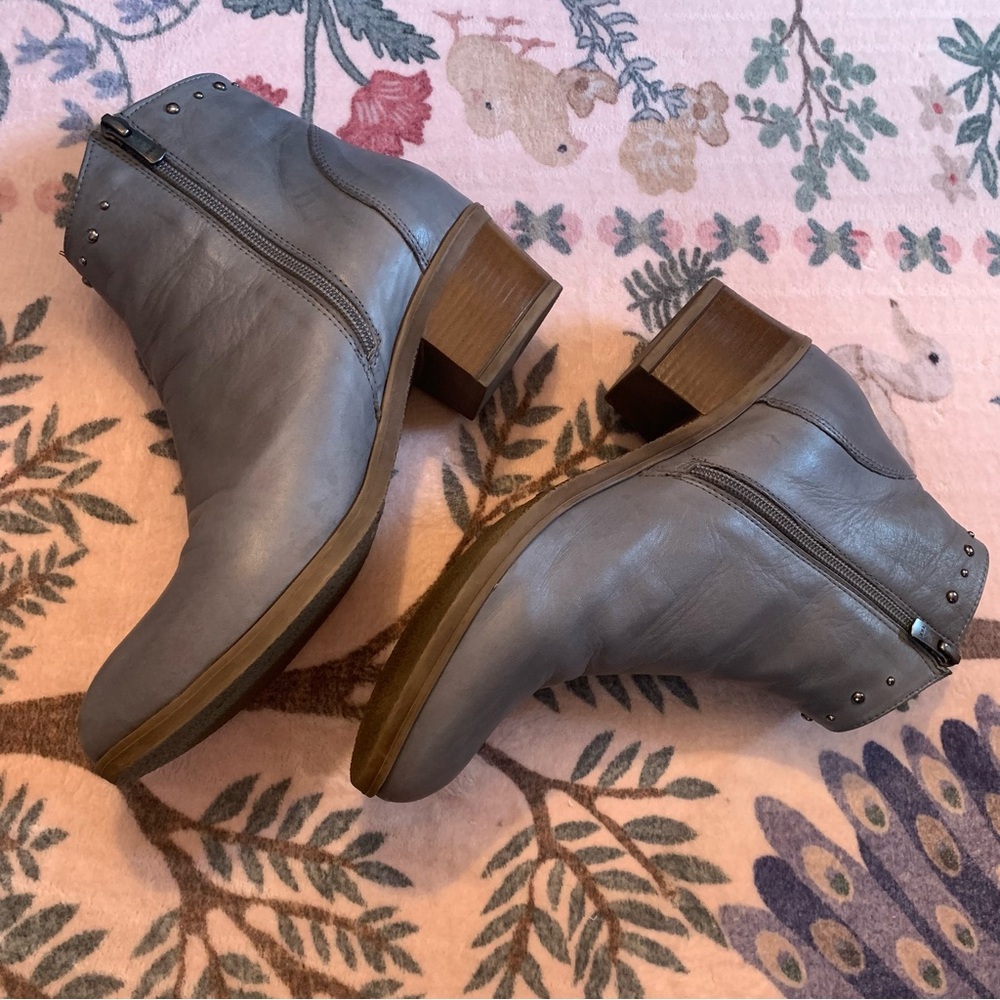 Spring Step Gray Studded Leather Ankle Boots - Picture 4 of 10